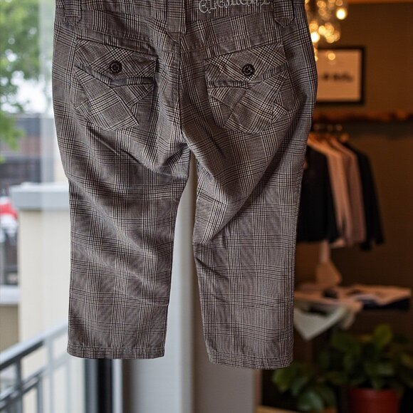 Element Plaid Cropped Pants Size 5 – Y2K Skater Style Capris, Gray Check - Picture 3 of 12